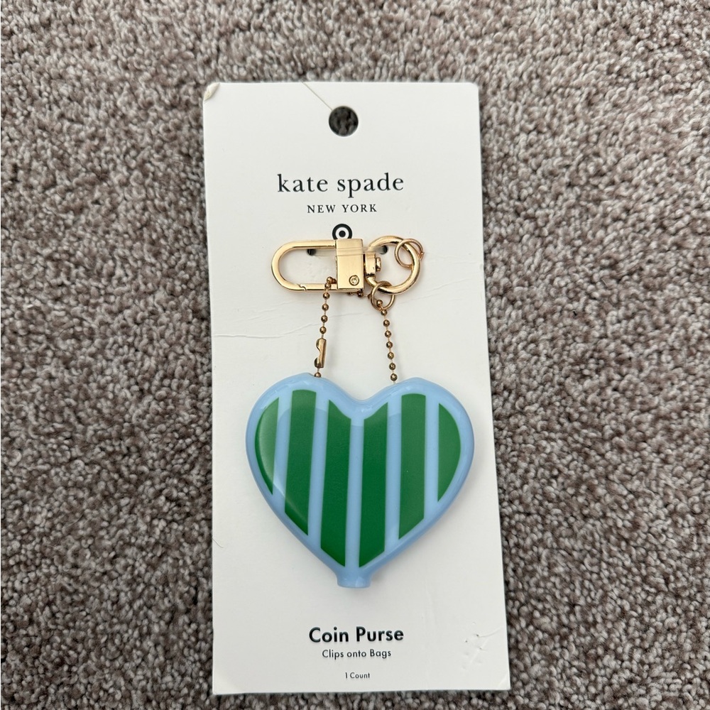 Kate Spade Green and Blue Heart Coin Pouch